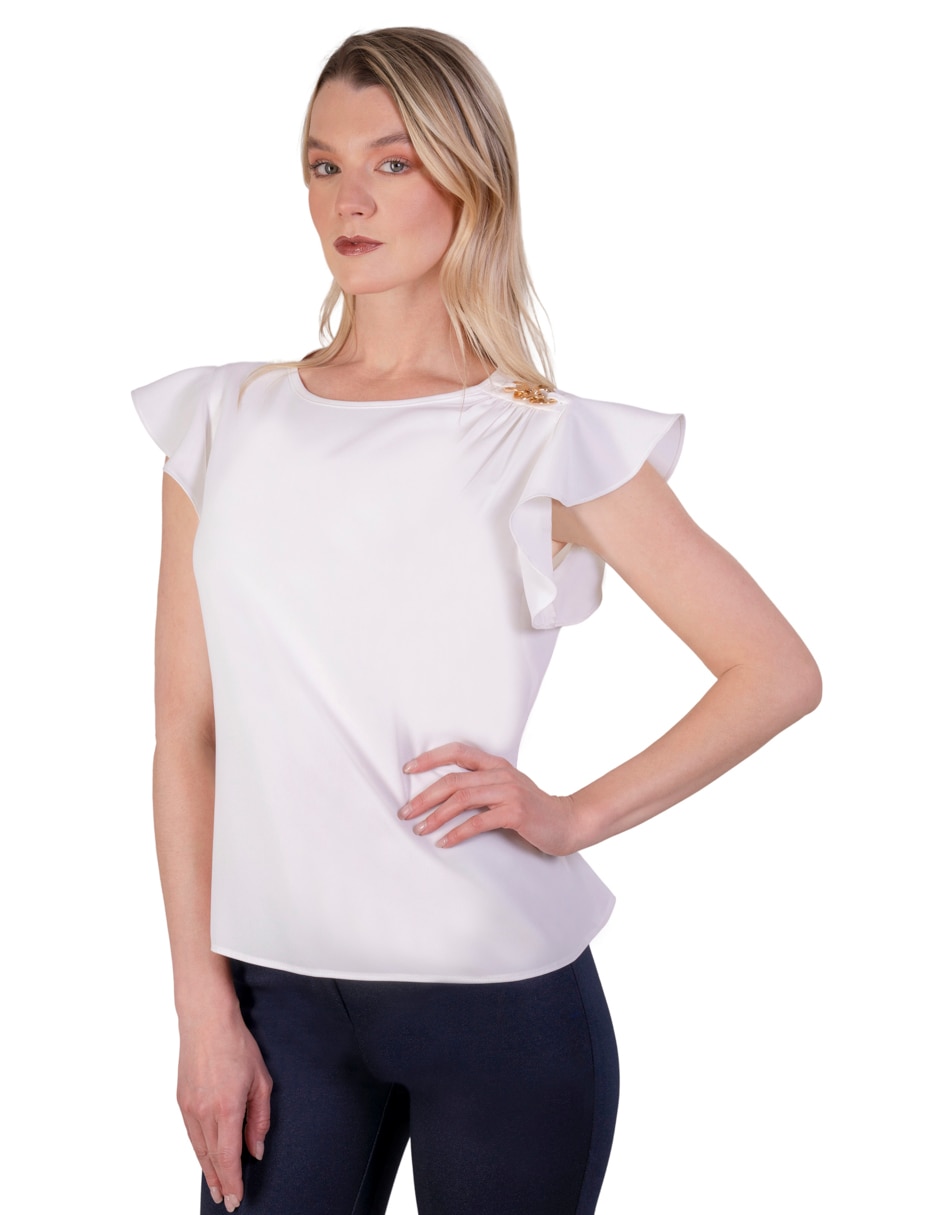 Blusa atelier petite manga corta para mujer