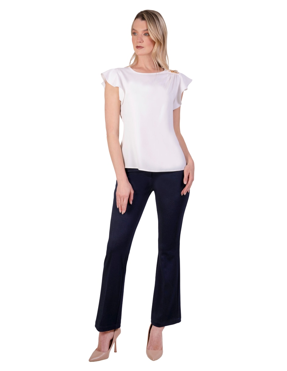 Blusa atelier petite manga corta para mujer