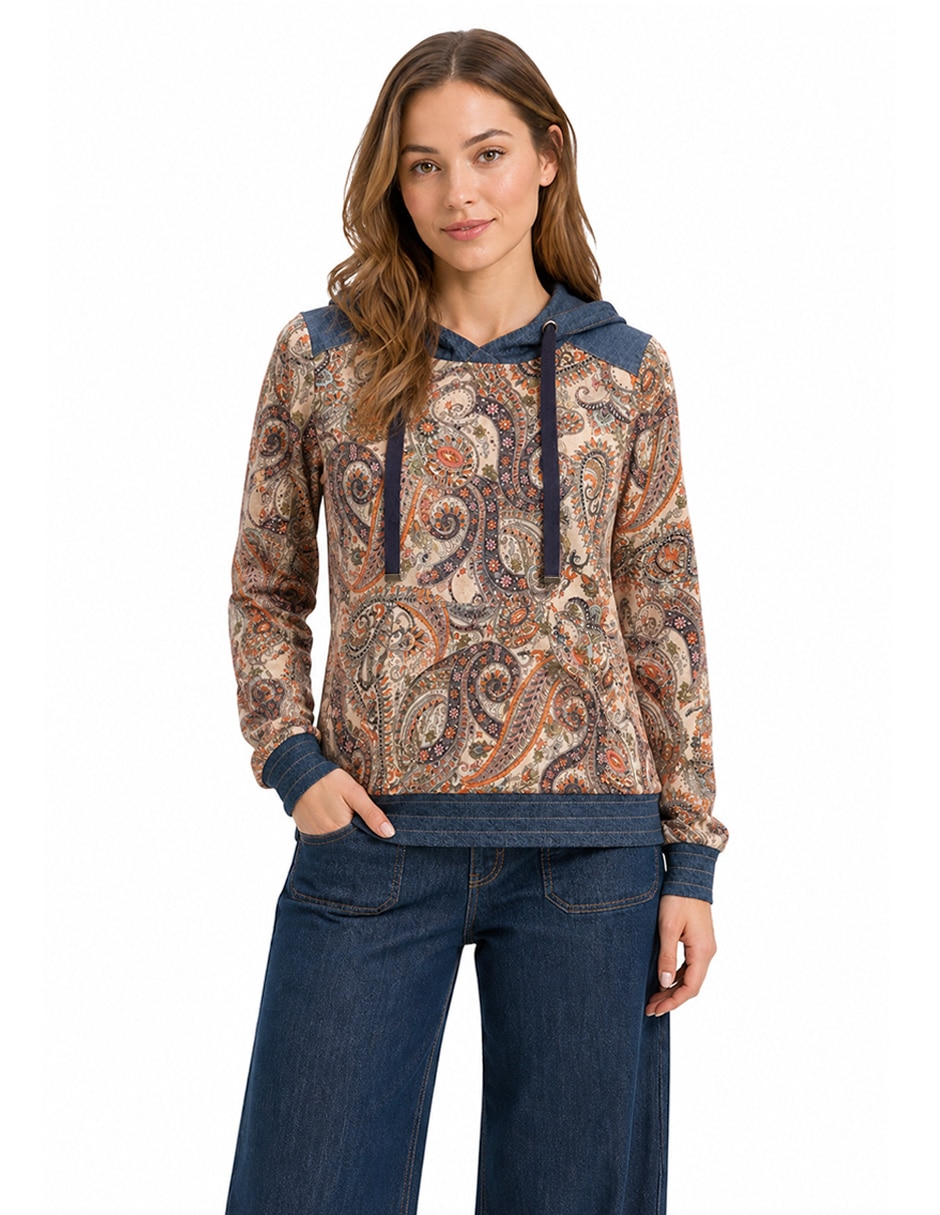 Sudadera con capucha y bolsa comfort para mujer