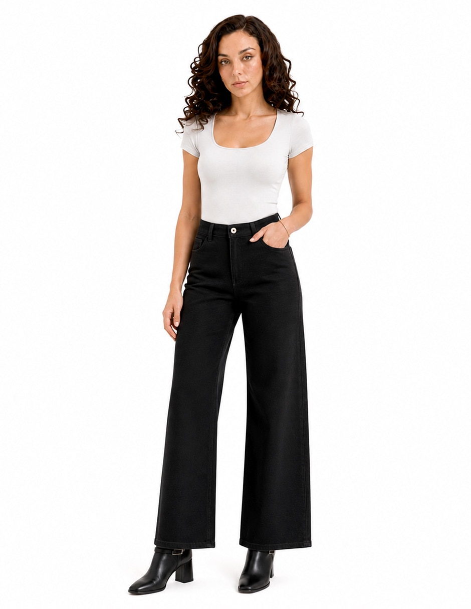 Jeans regular straight corte cintura para mujer 2