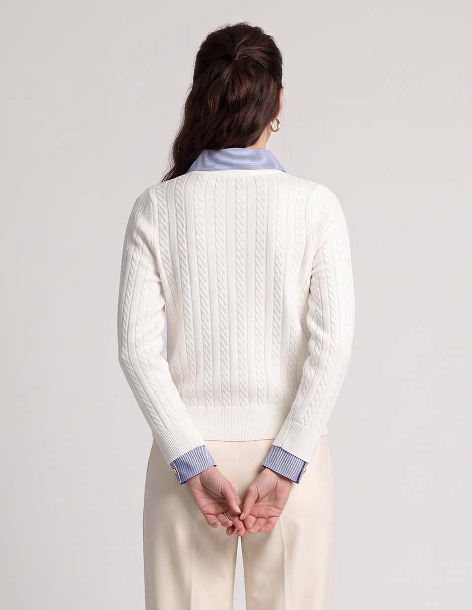 Suéter cuello camisero para mujer 2