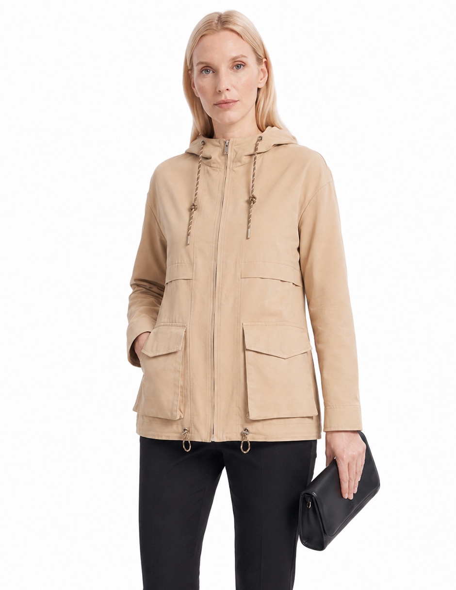 Gabardina resistente al agua con capucha shyla para mujer