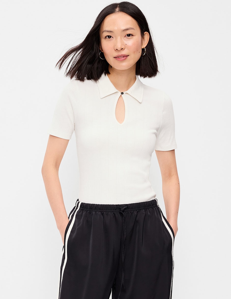 Playera manga corta cuello camisero para mujer Playera manga corta cuello camisero para mujer