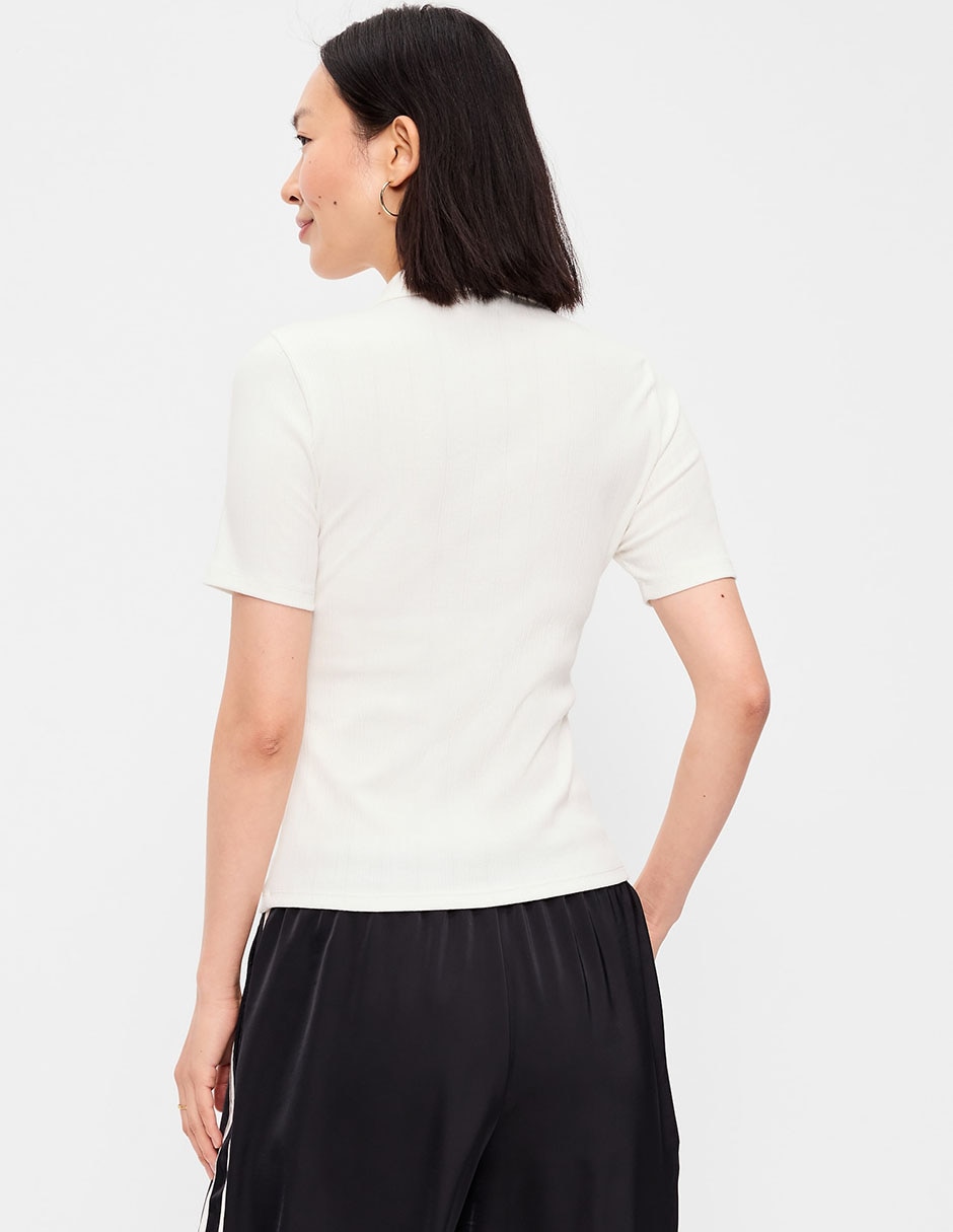 Playera manga corta cuello camisero para mujer 2