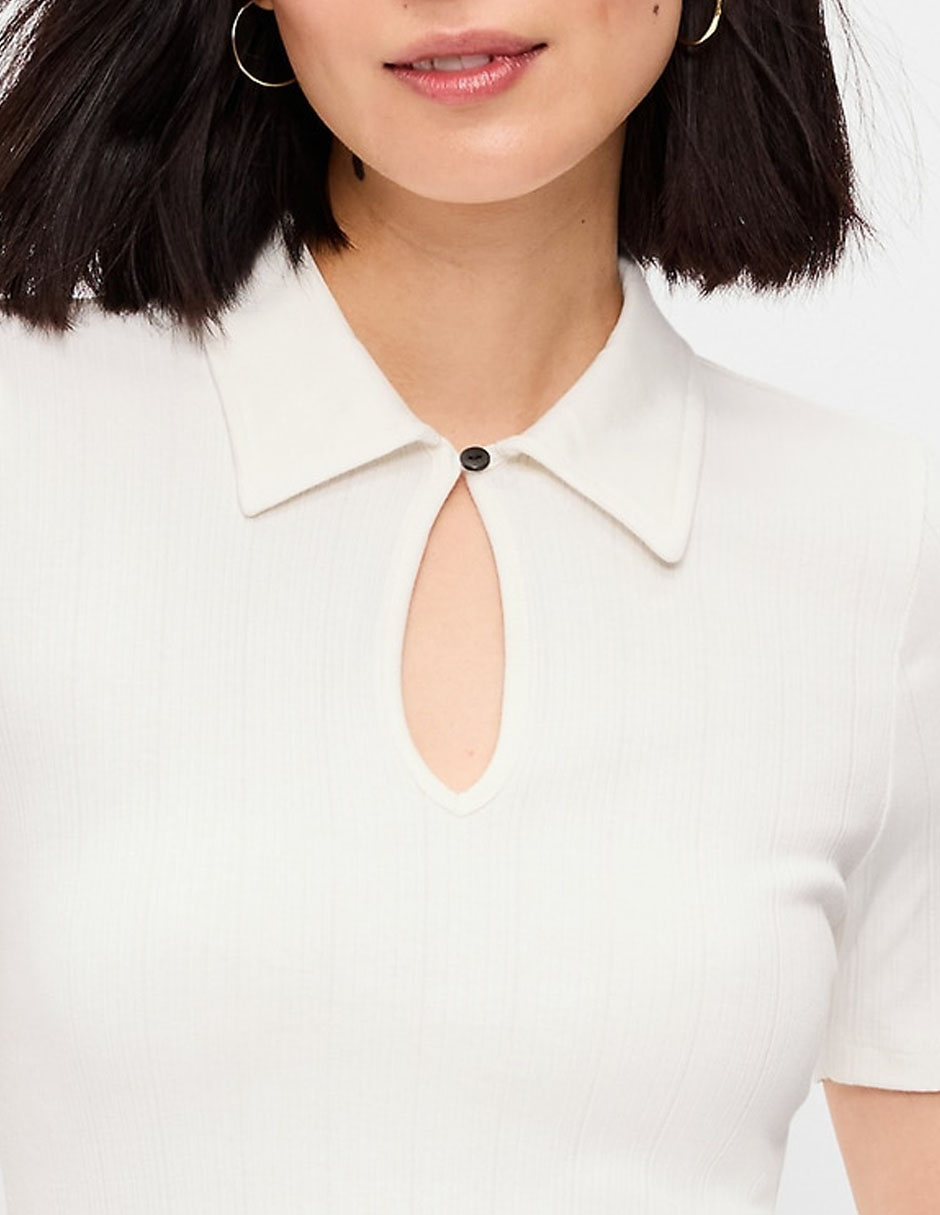 Playera manga corta cuello camisero para mujer 3
