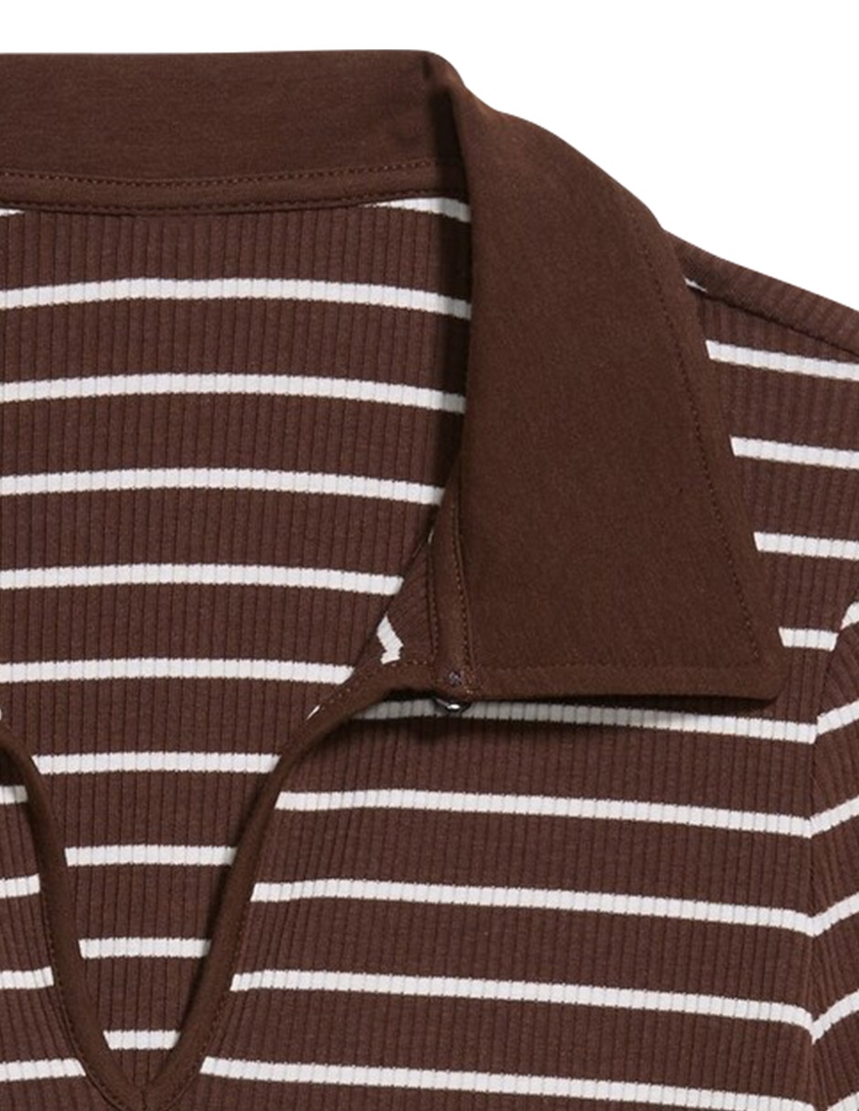 Playera manga al codo cuello camisero mujer 2