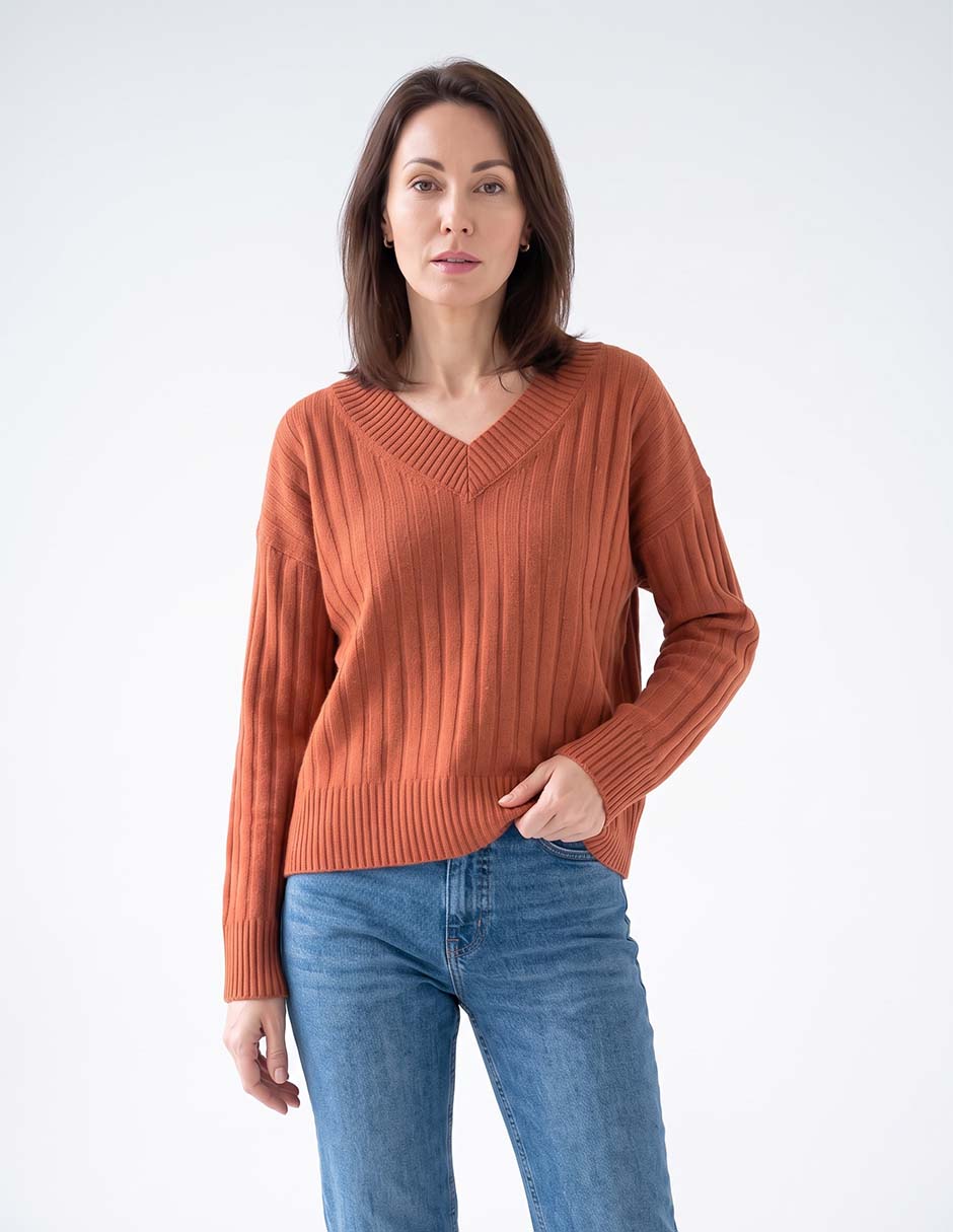Suéter cuello v para mujer 1