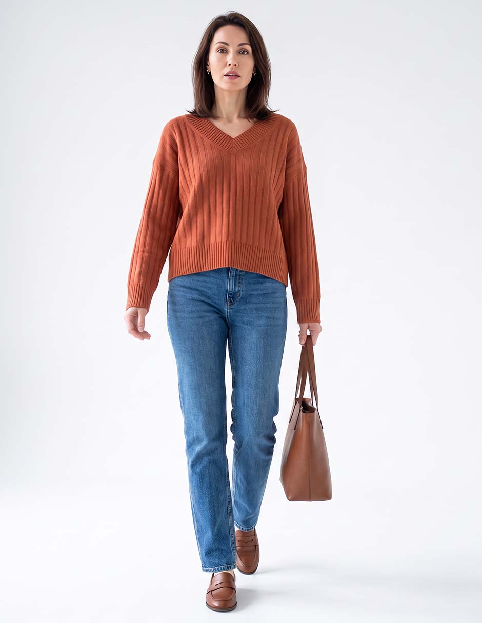 Suéter cuello v para mujer 3