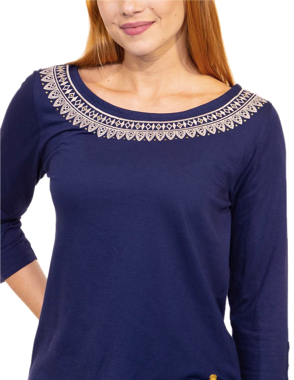 Playera manga 3/4 cuello redondo mujer 2
