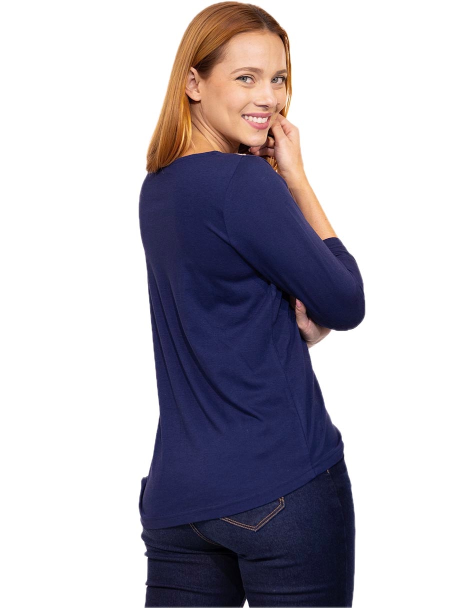 Playera manga 3/4 cuello redondo mujer 3