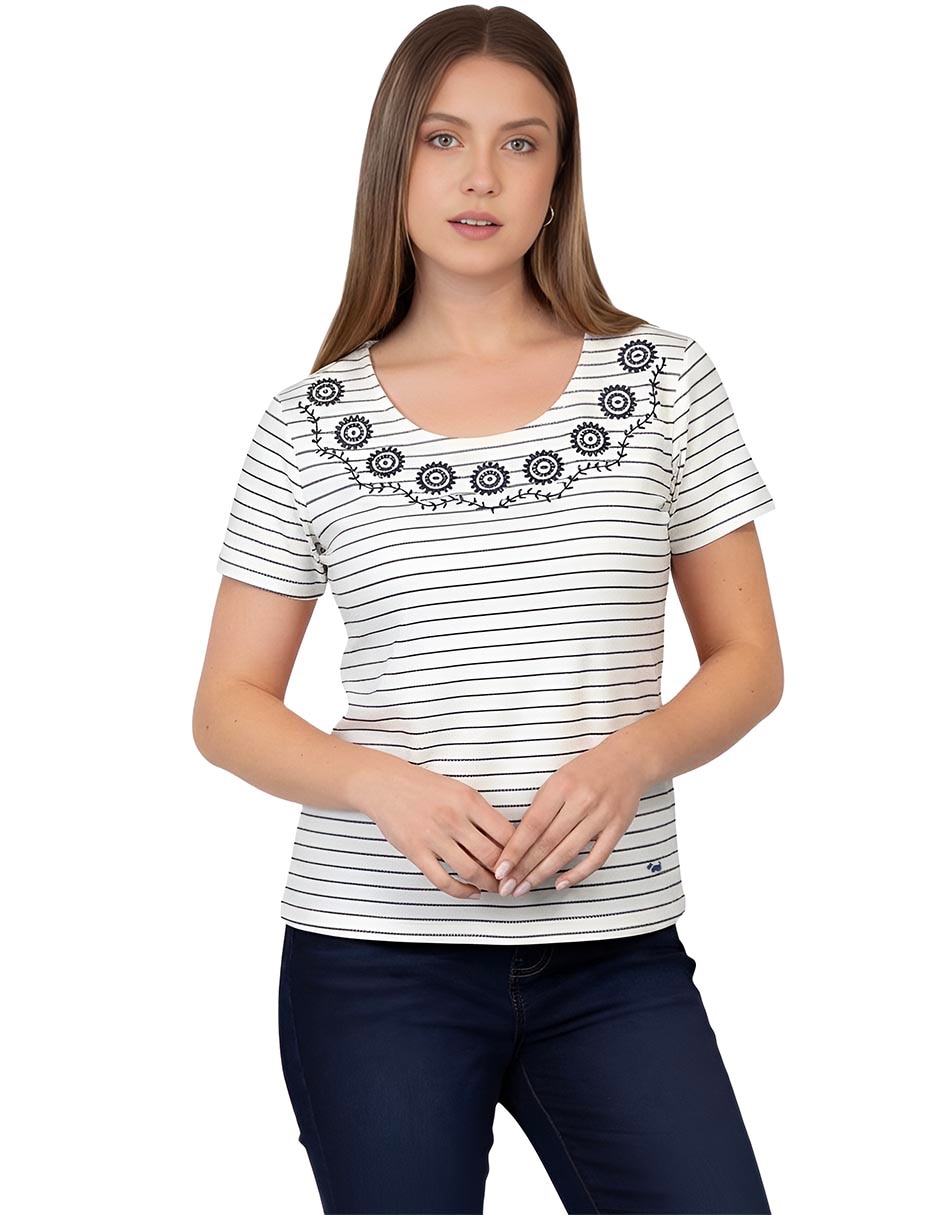 Playera manga corta cuello redondo para mujer Playera manga corta cuello redondo para mujer