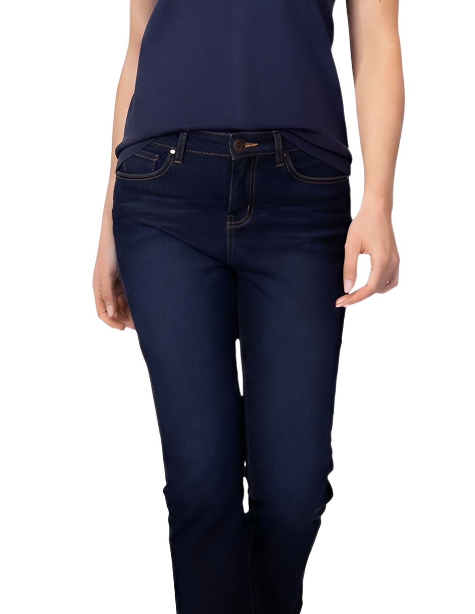 Jeans straight a la cadera para mujer 2