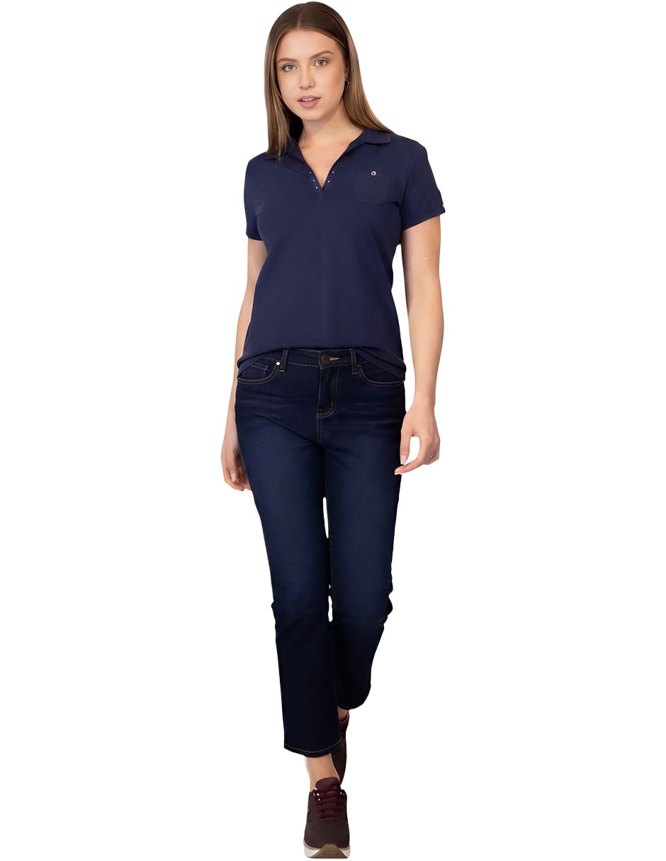Jeans straight a la cadera para mujer 3