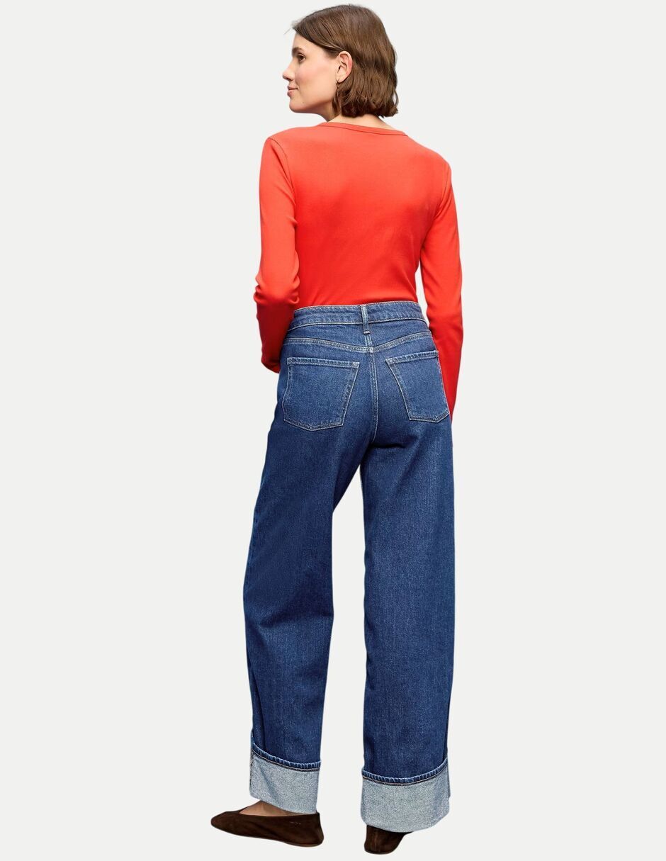 Jeans wide leg cintura para mujer 2