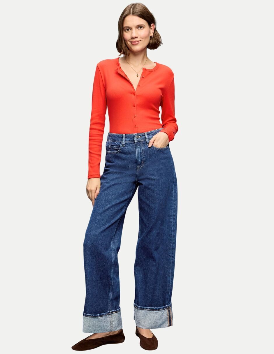 Jeans wide leg cintura para mujer 3