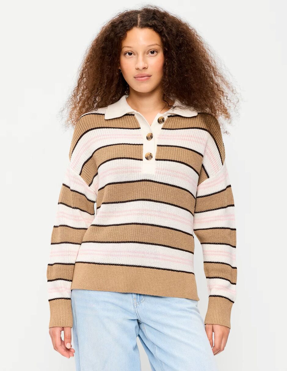 Suéter cuello con botón para mujer