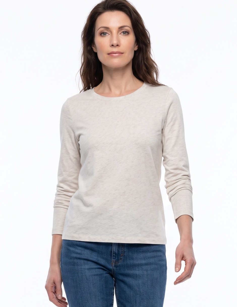 Playera manga corta cuello redondo para mujer