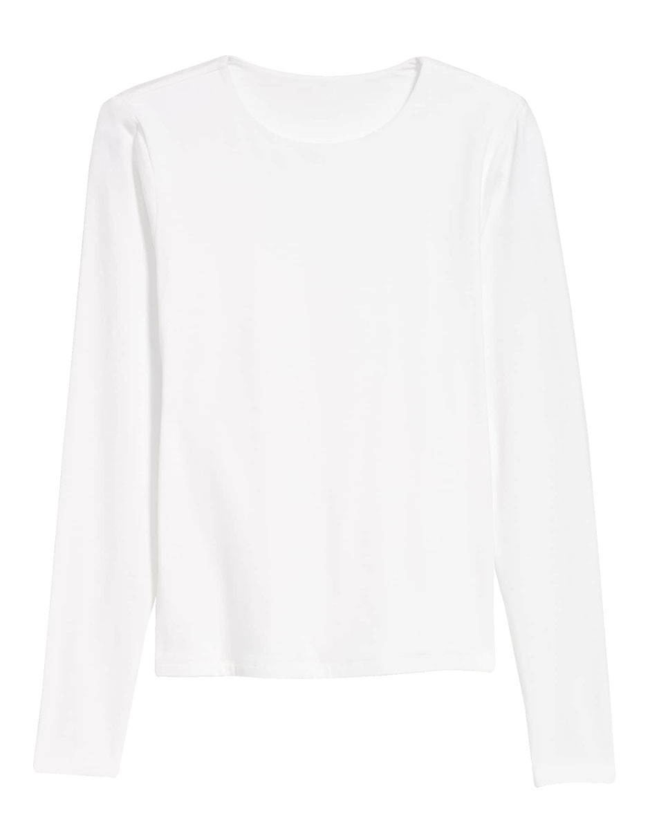 Playera manga larga cuello redondo mujer