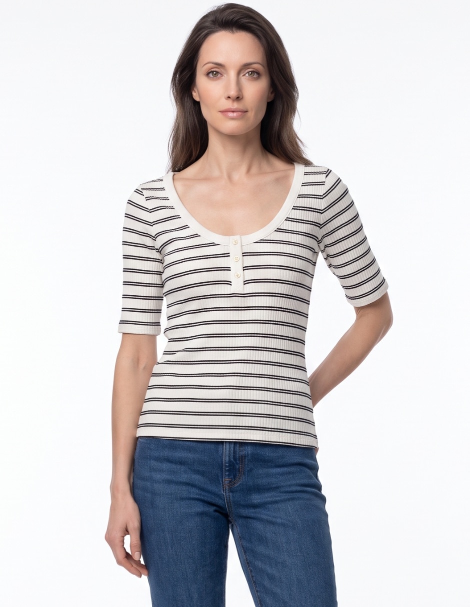 Playera manga corta cuello redondo para mujer 1