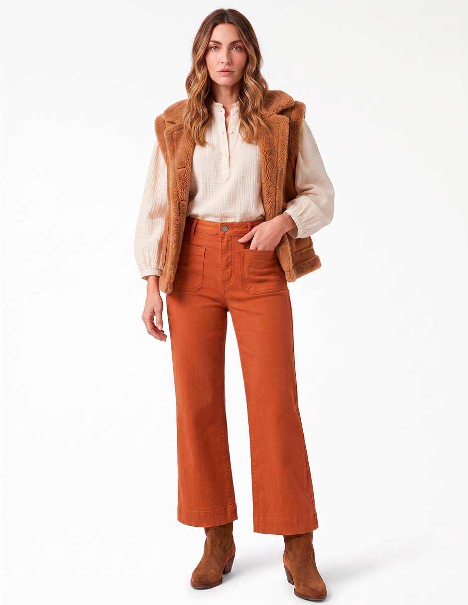 Jeans relaxed wide leg corte cintura para mujer 3