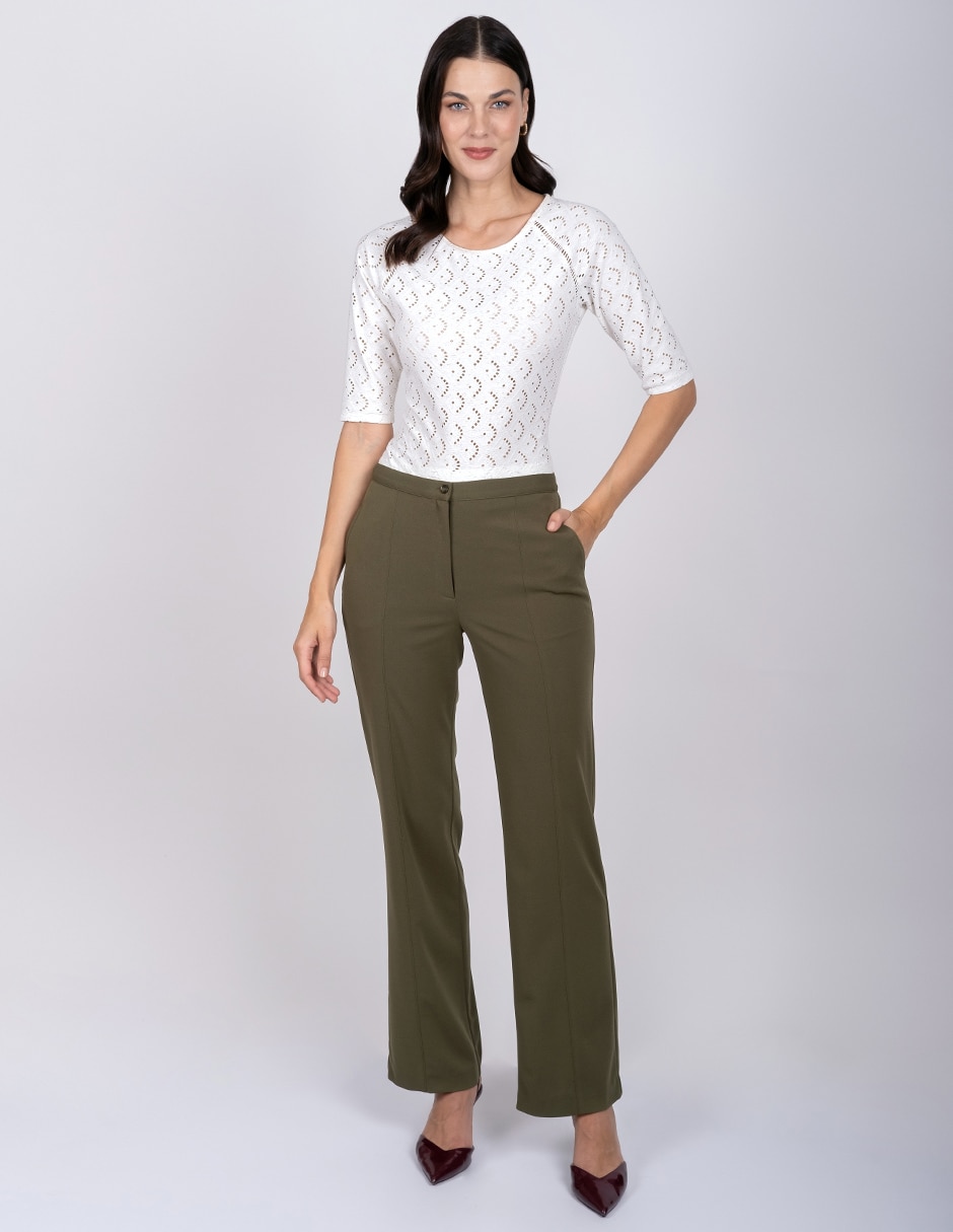 Pantalón regular recto para mujer 2