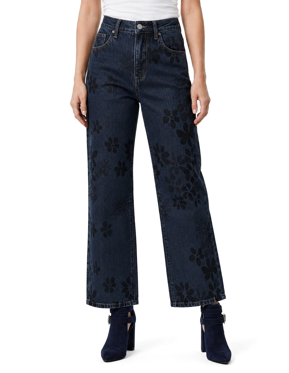 Jeans regular bota cintura para mujer