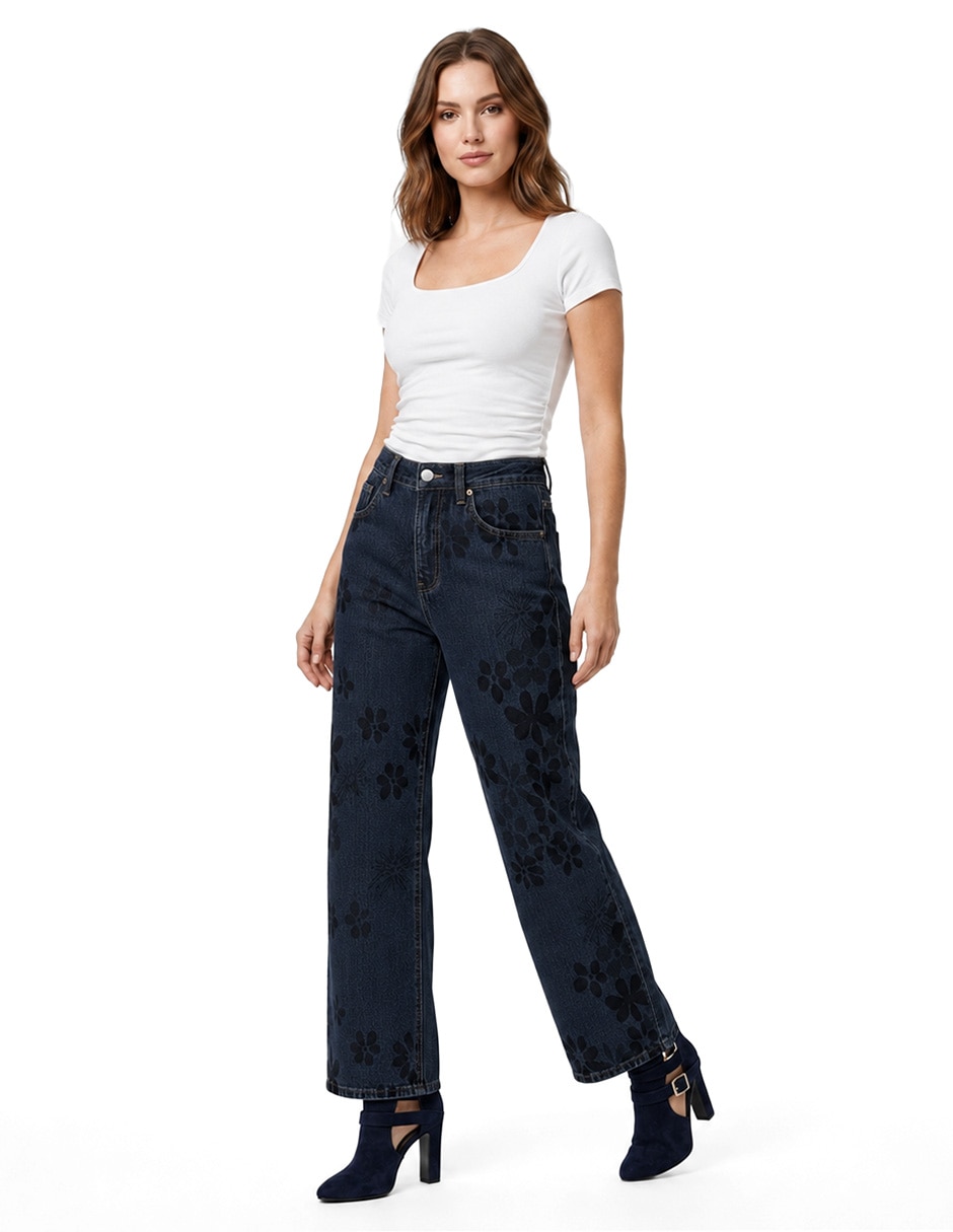 Jeans regular bota cintura para mujer 2