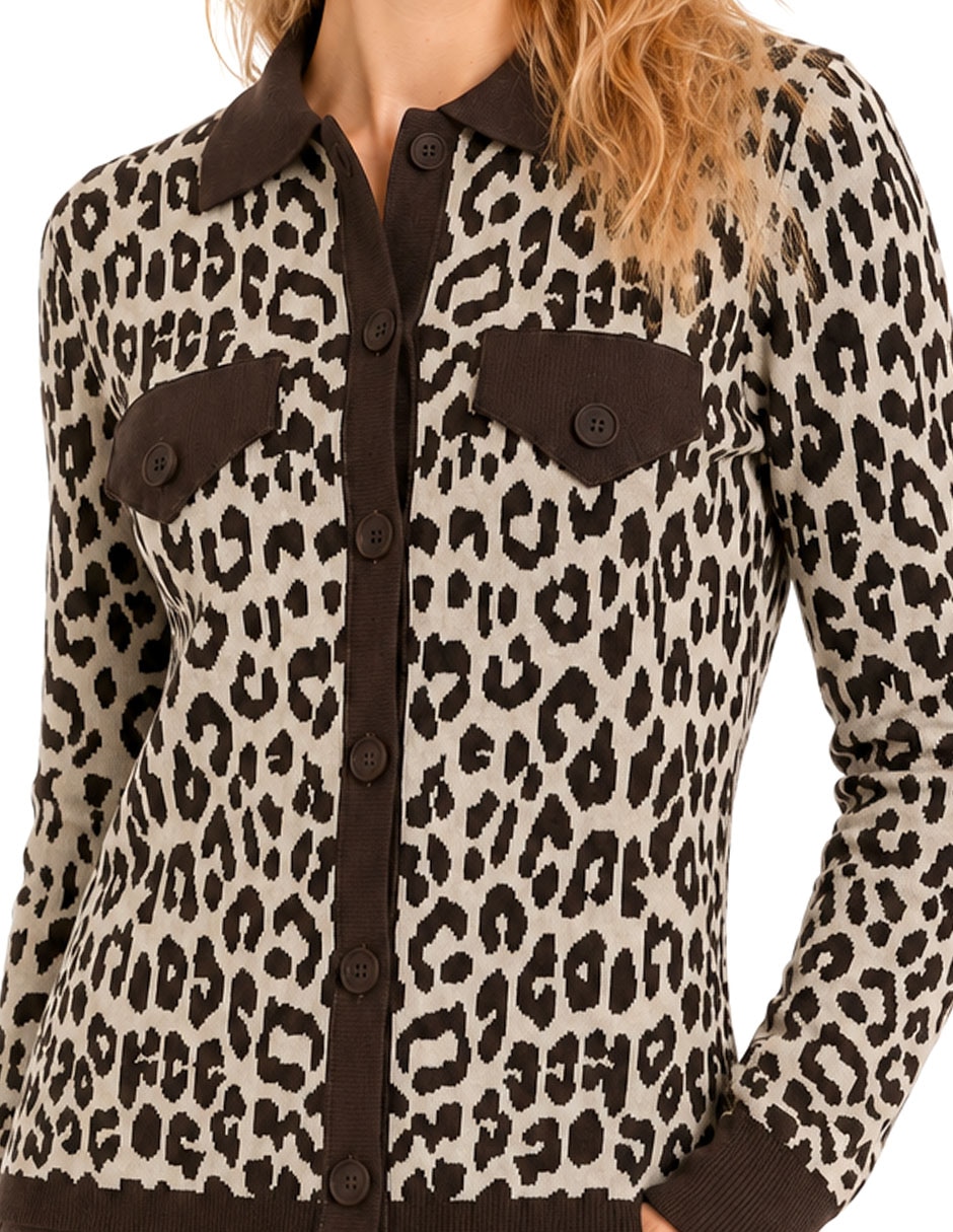 Suéter cuello camisero para mujer 4
