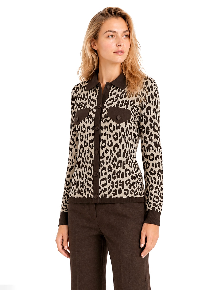 Suéter cuello camisero para mujer 5