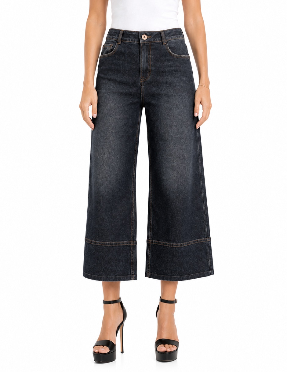 Jeans capri baggy cintura para mujer