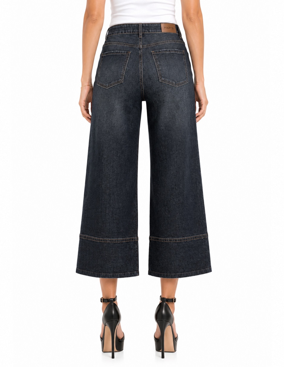 Jeans capri baggy cintura para mujer