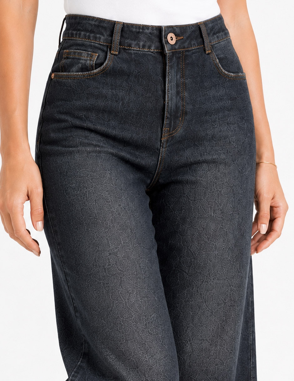 Jeans capri baggy cintura para mujer