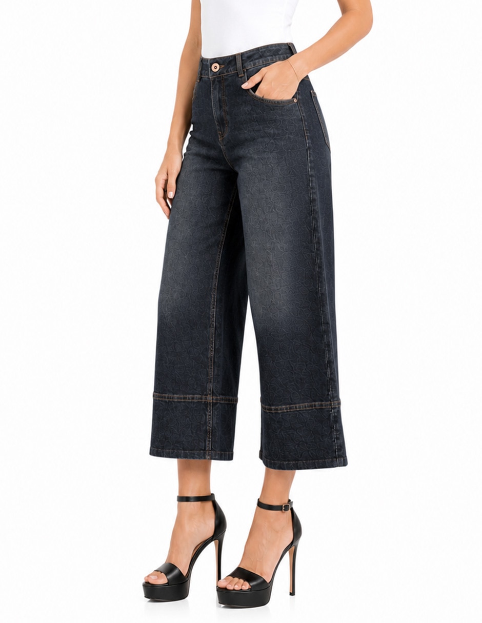 Jeans capri baggy cintura para mujer 5