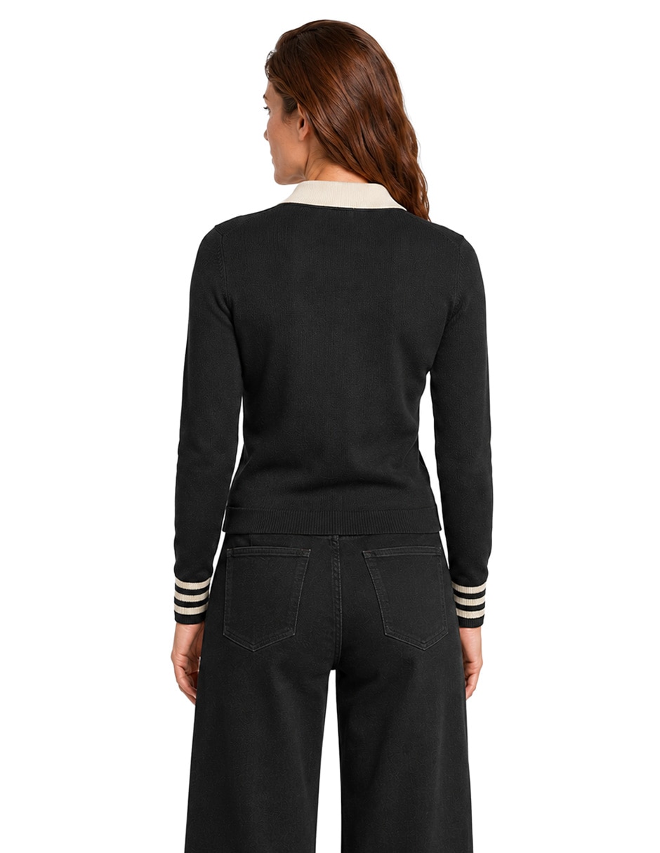 Suéter cuello camisero para mujer
