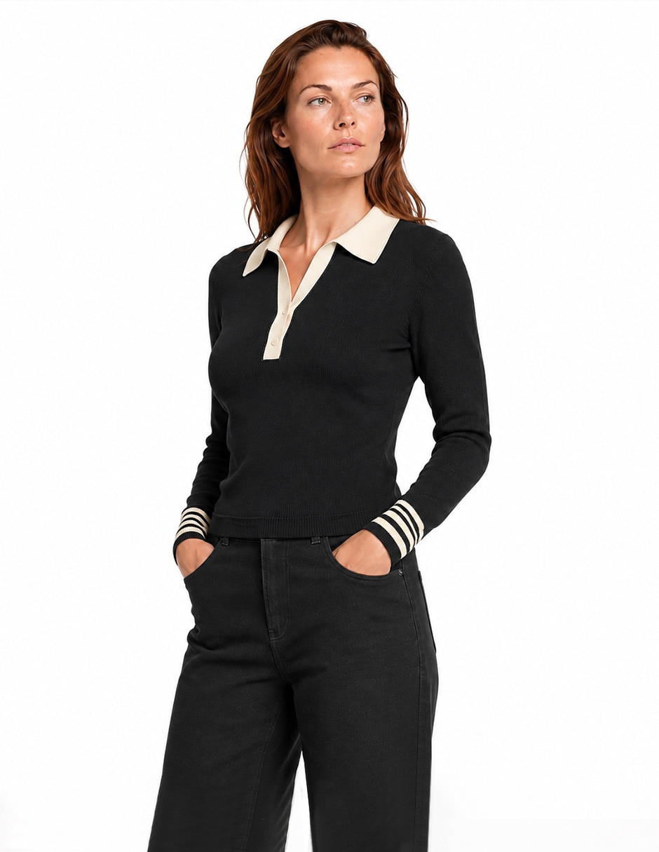 Suéter cuello camisero para mujer 5