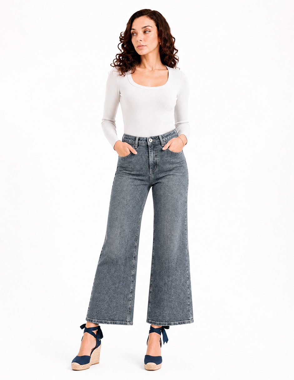 Jeans wide leg denim para mujer 2