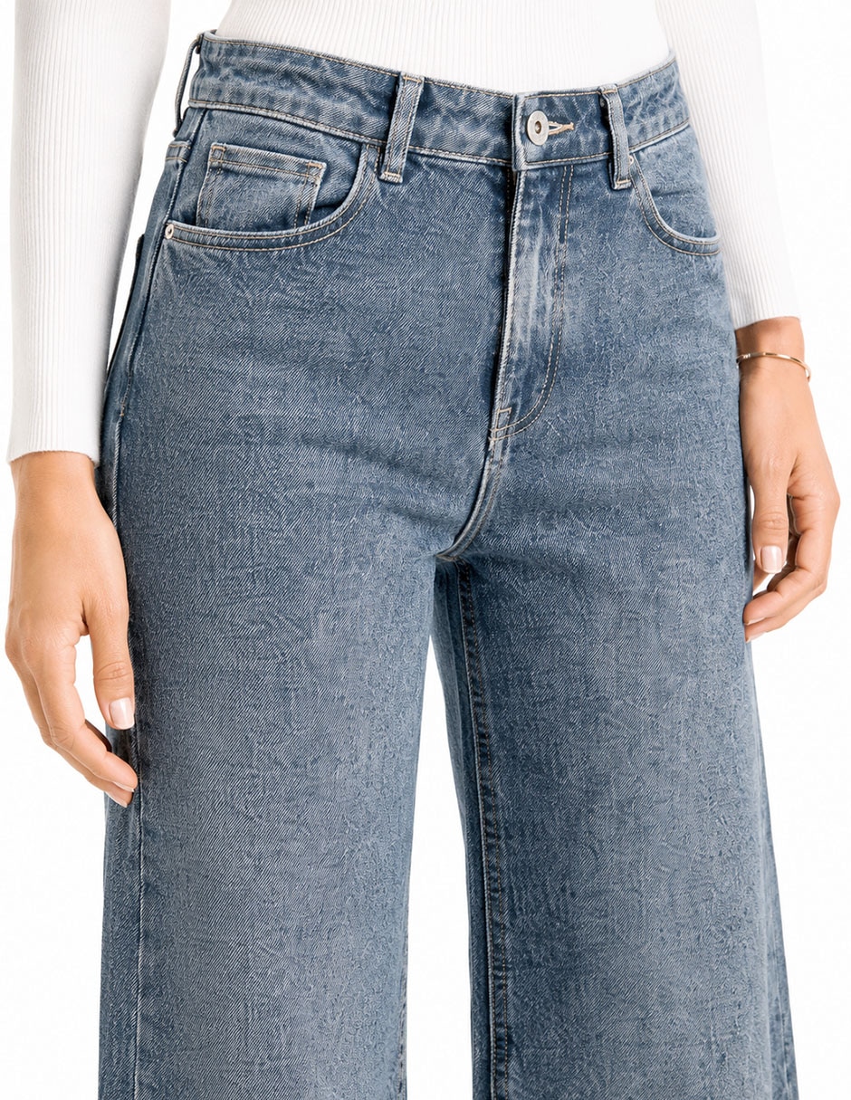 Jeans wide leg denim para mujer 4
