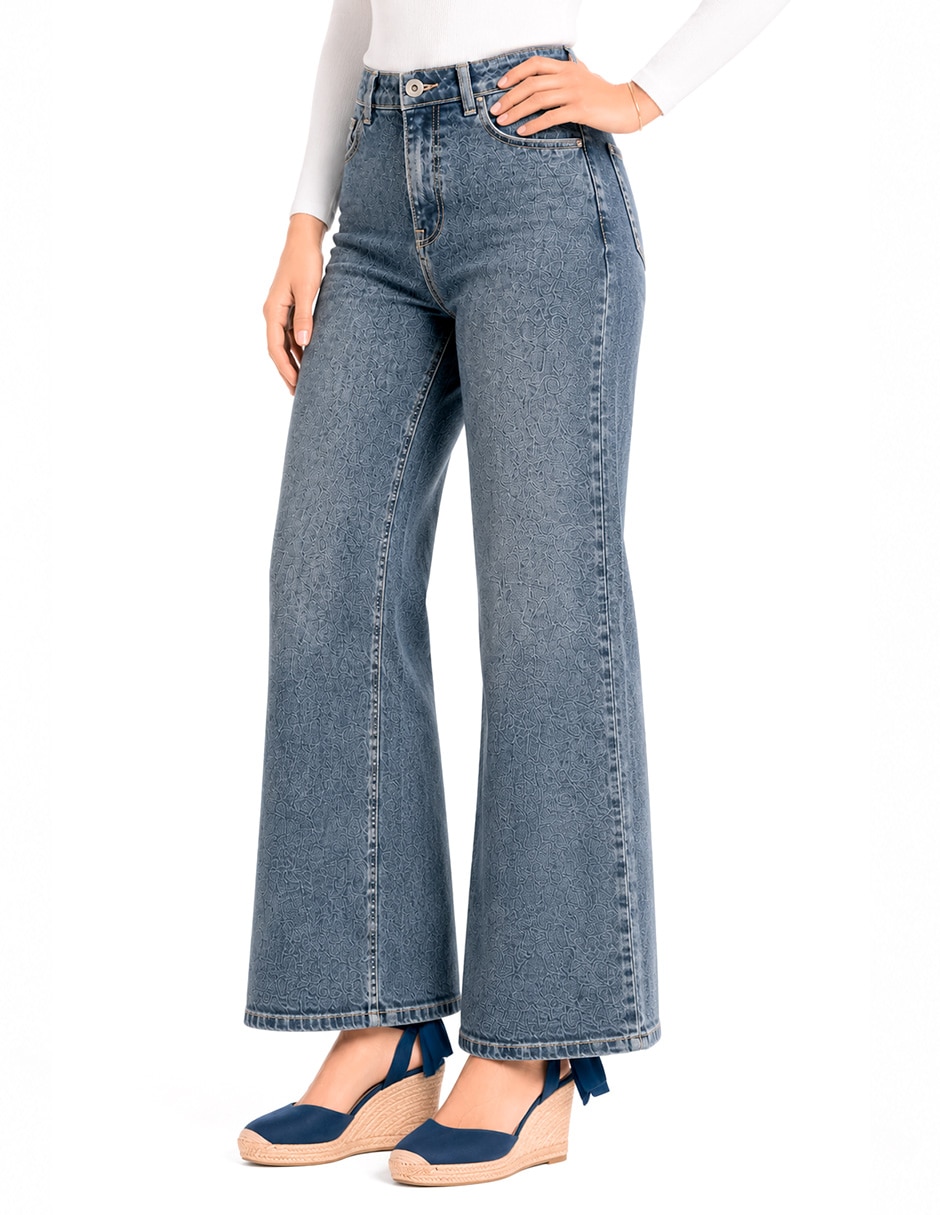 Jeans wide leg denim para mujer 5