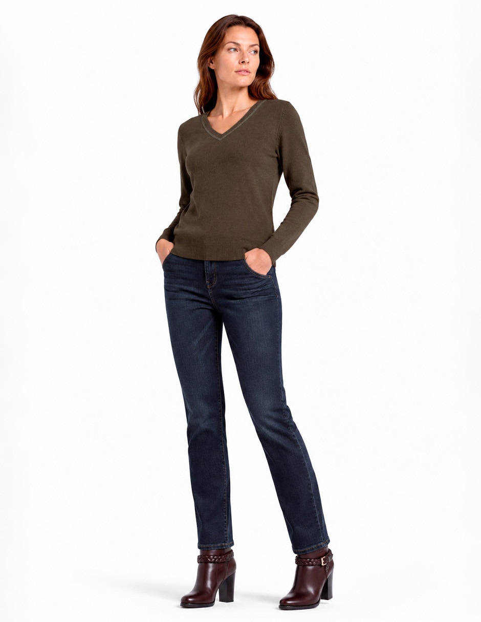 Suéter cuello v para mujer 2