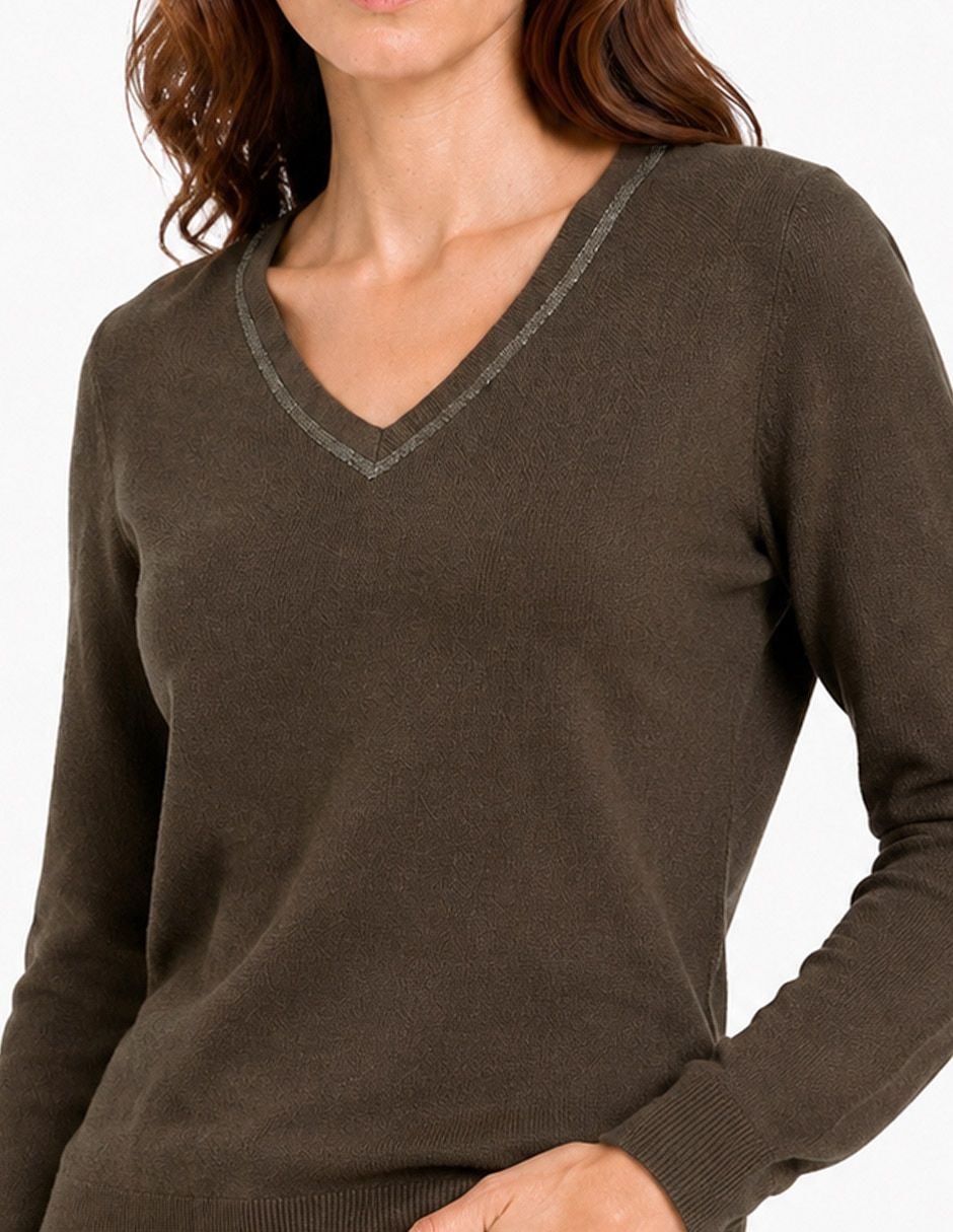 Suéter cuello v para mujer 4