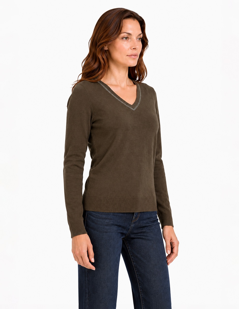 Suéter cuello v para mujer 5
