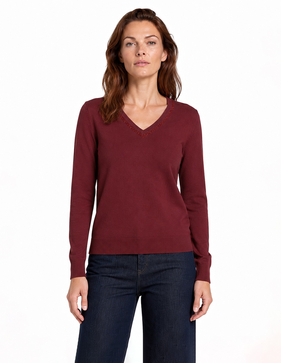 Suéter cuello v para mujer 1