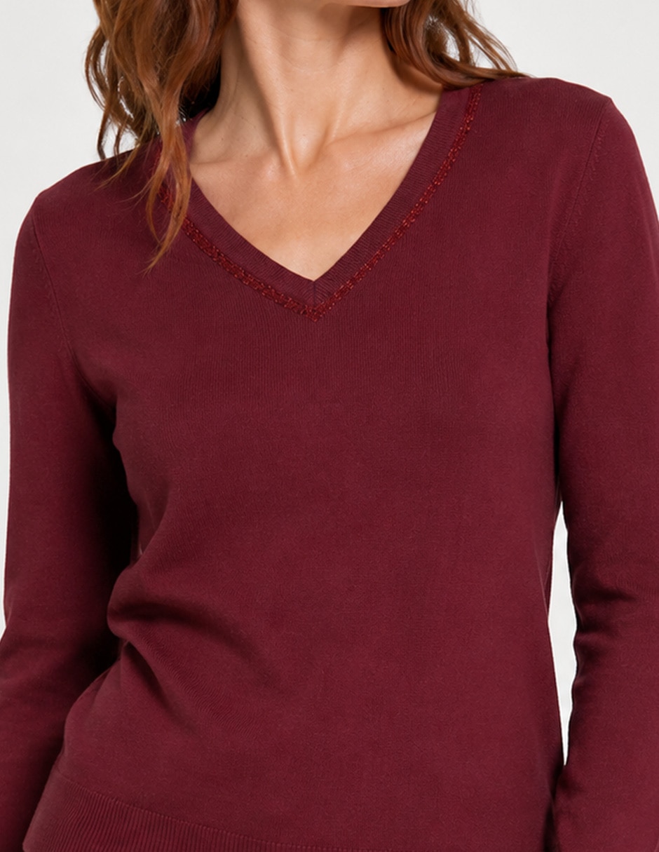 Suéter cuello v para mujer 4