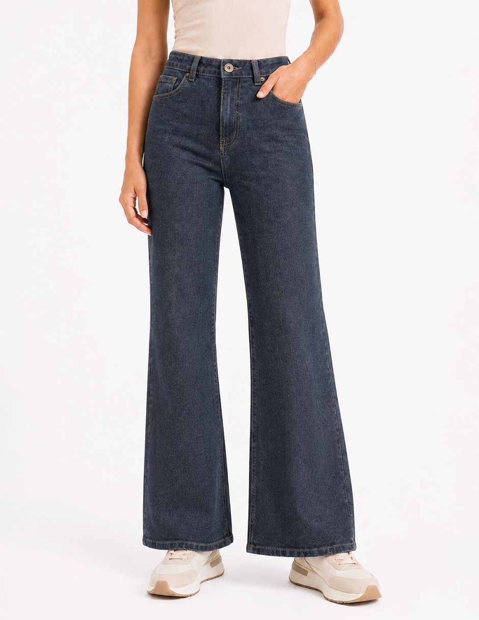 Jeans/jegging/jeans jogger regular wide leg cintura fd2606 denim para mujer