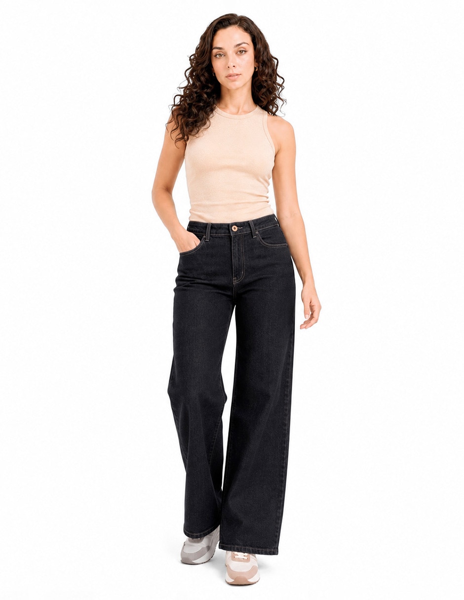 Jeans/jegging/jeans jogger regular wide leg cintura fd2606 denim para mujer 2