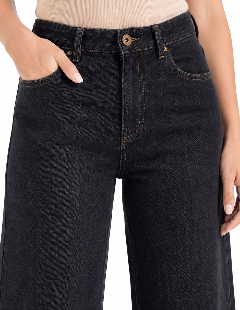 Jeans/jegging/jeans jogger regular wide leg cintura fd2606 denim para mujer 4