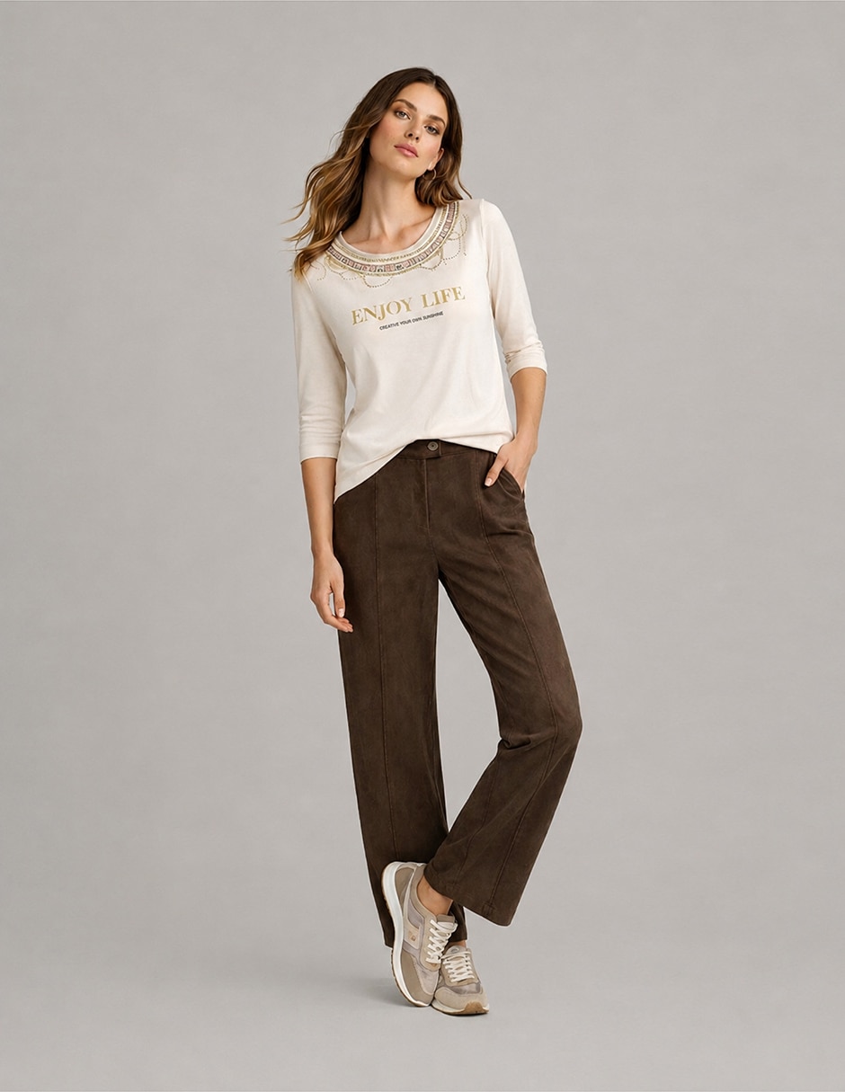 Playera manga larga cuello redondo para mujer 2