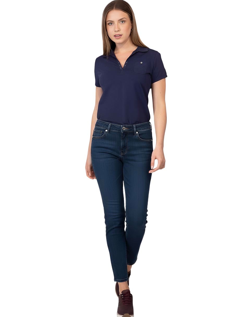 Jeans straight a la cintura para mujer 3