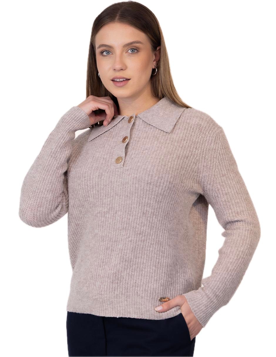 Suéter cuello camisero para mujer 1
