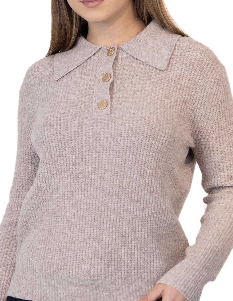 Suéter cuello camisero para mujer 4